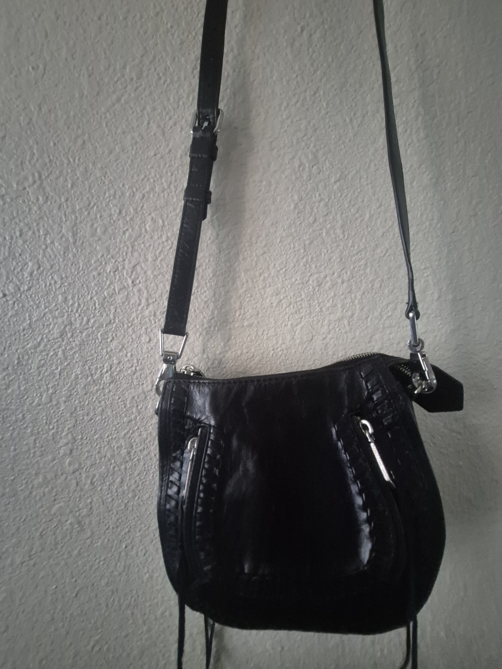 Rebecca Minkoff Black Leather Vanity Saddle Crossbody Bag - Picture 7 of 14